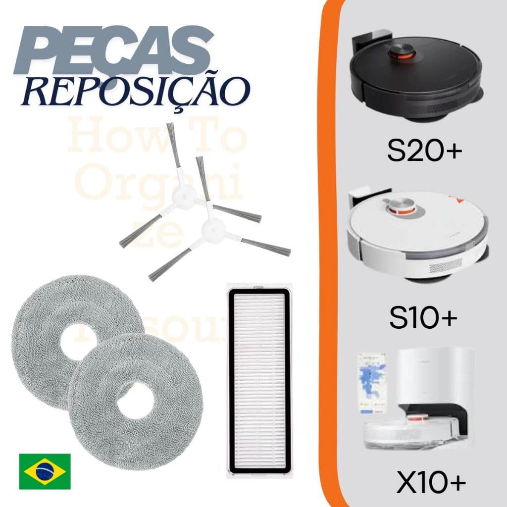 Kit Peças Reposição Compatível Xiaomi S10+ S20+ X10 X20 X20 Pro  Filtro  Mop  Escovas