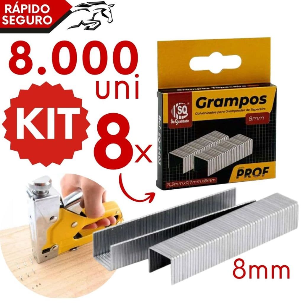 Grampo Tapeceiro 8 mm Tipo 53 de Aço Galvanizado para Estofados Madeira Tapeçaria Sofá