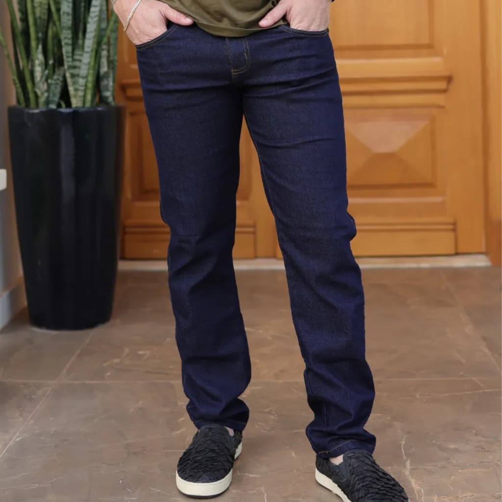 Calça Jeans Masculina Resistente Modelo Reta Casual Passeio Tamanho 34 ao 56