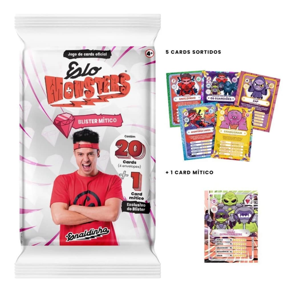 Blister Mítico Elo Monsters Enaldinho 20 Cartas + 1 Card Mítico Jogo de Cartas Colecionáveis