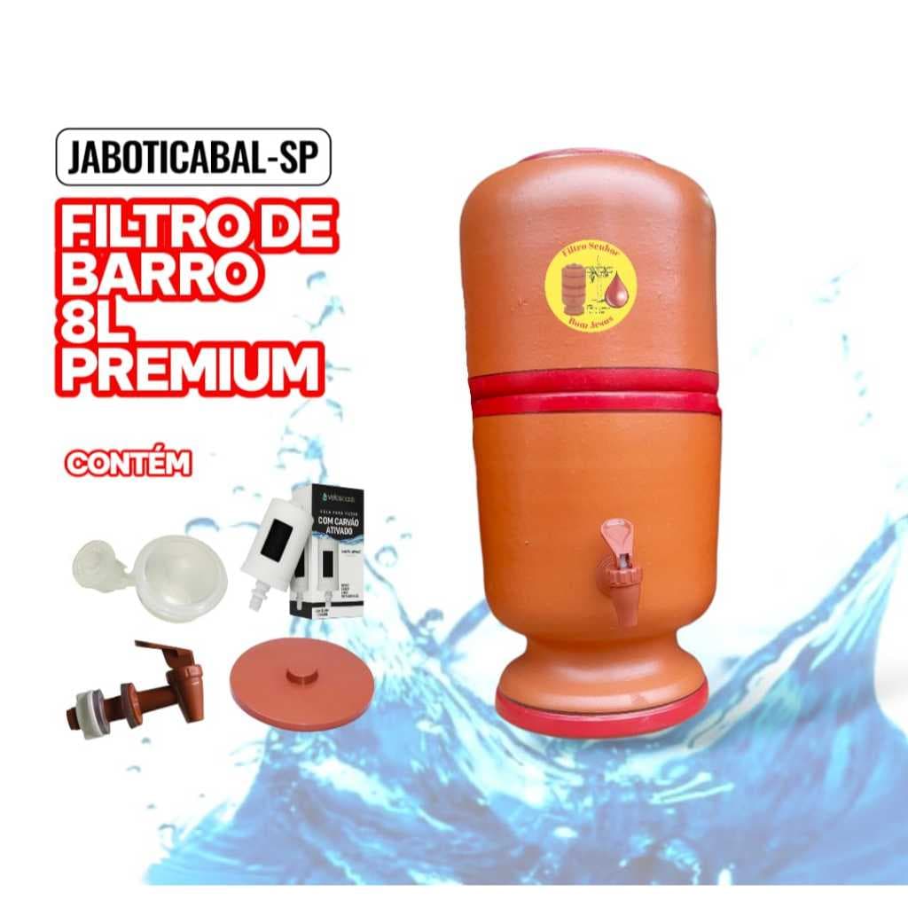 FILTRO DE BARRO 8 LITROS PREMIUM COM BÓIA+TORNEIRA+TAMPA+VELA