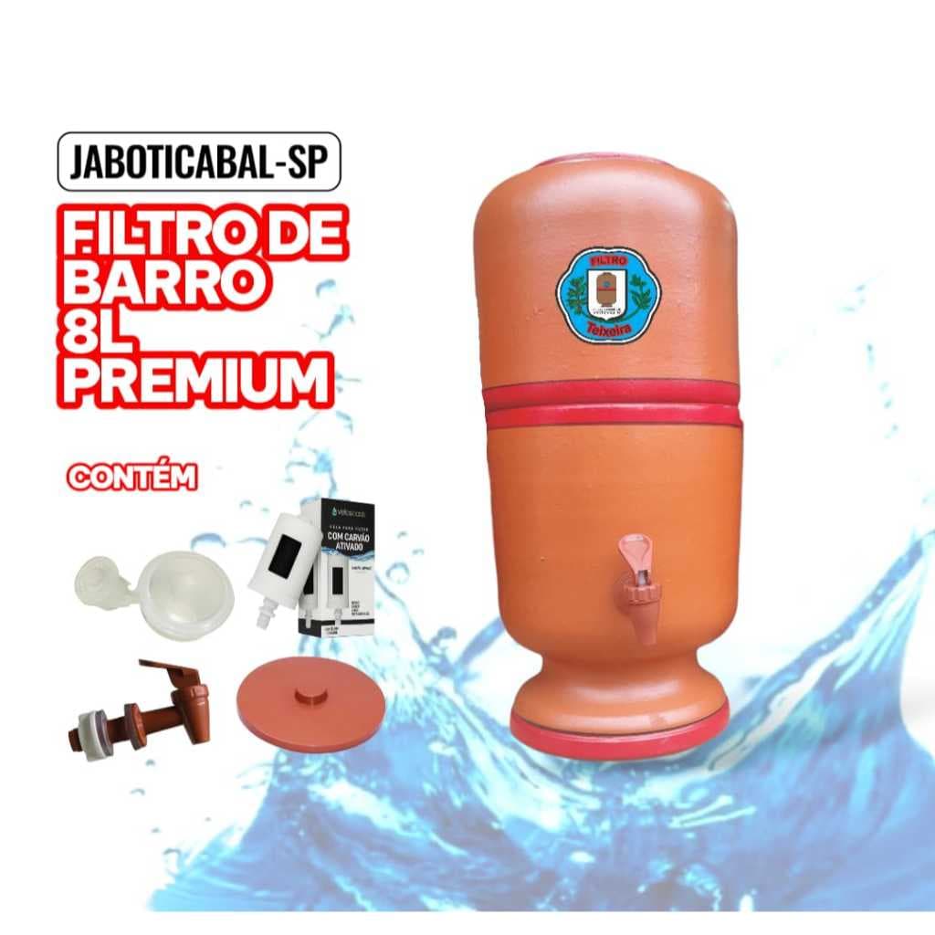 FILTRO DE BARRO DE ÁGUA 8LITROS COMPLETO COM BÓIA+VELA+TAMPA+TORNEIRA