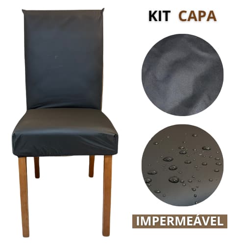 Capa de Cadeira Jantar Impermeável Universal Preto Decorar 2 4 ou 6 Lugares