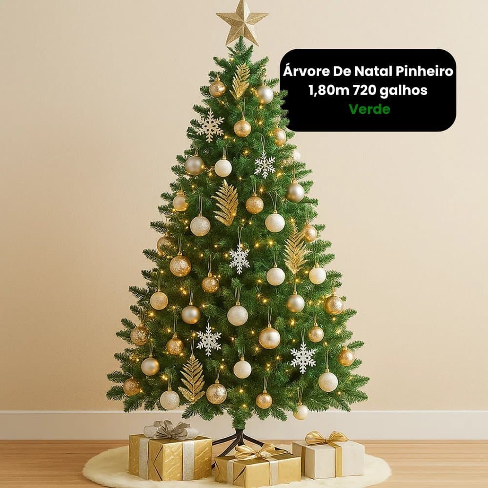 Árvore De Natal Pinheiro Canadense Luxo 1,80m 720 Galhos - Verde