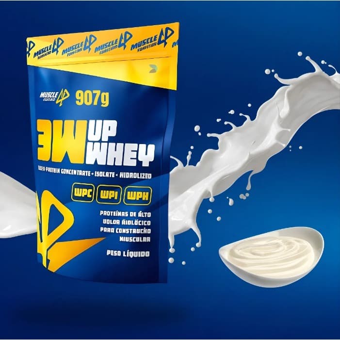 Whey Protein 3w 100% Puro 24g De Proteína / 907g Muscle Up Nutrition - LEITINHO