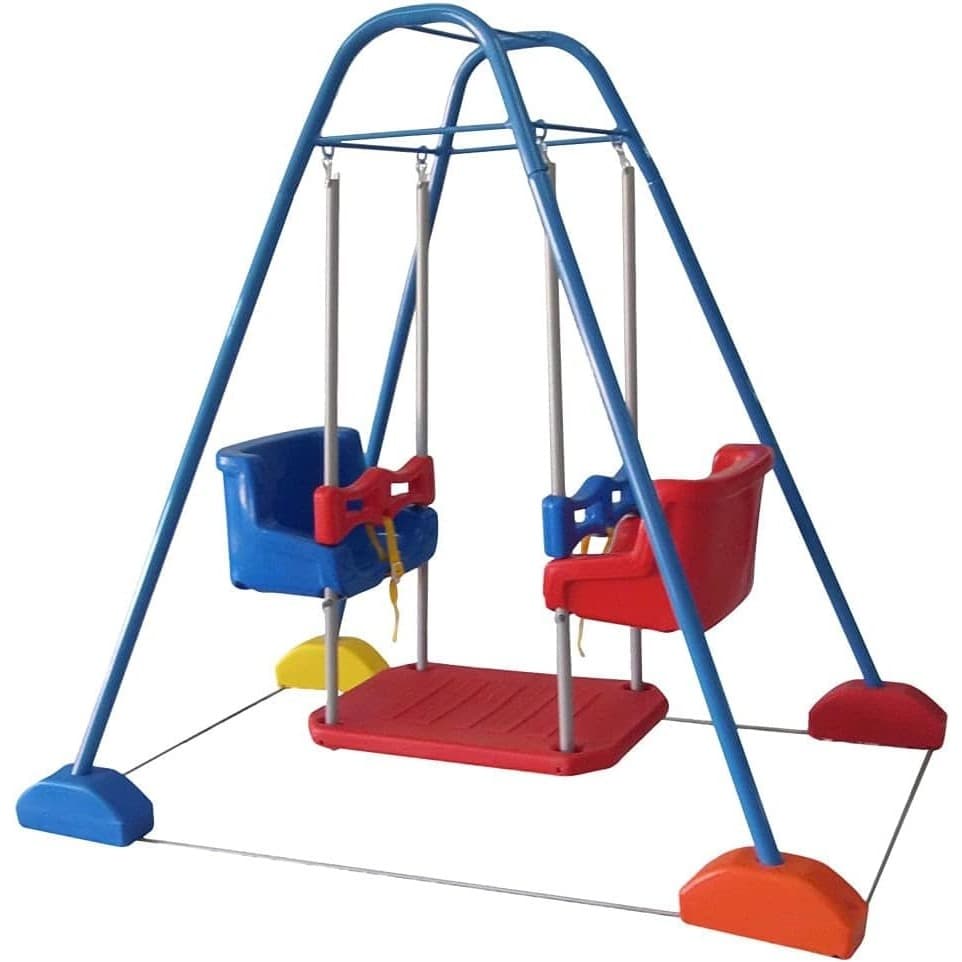 Balanço Duplo Infantil com Estrutura Azul – Seguro, Resistente e Ideal para Área Externa e Interna