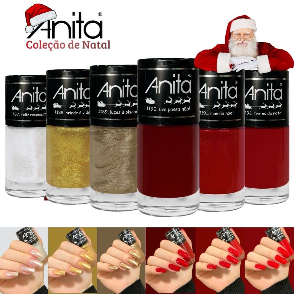 ANITA UNHAS - KIT 6 ESMALTES NOVA COLEÇÃO TEMPO DE CELEBRAR FESTAS NATAL - MANICURE | ATACADO