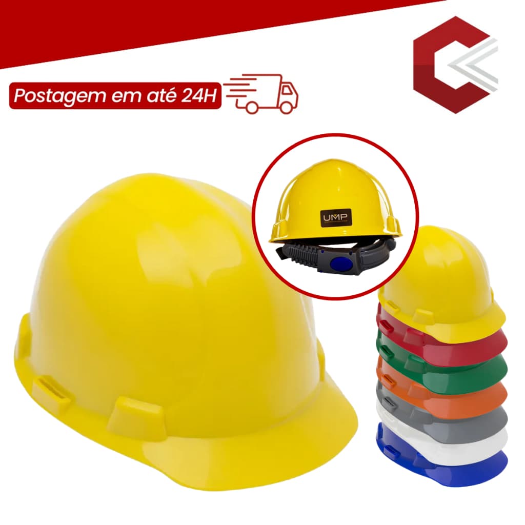 Capacete De Segurança Proteção Carneira E Jugular Aba Frontal Ultra Master Obra Trabalho Epi CA12354