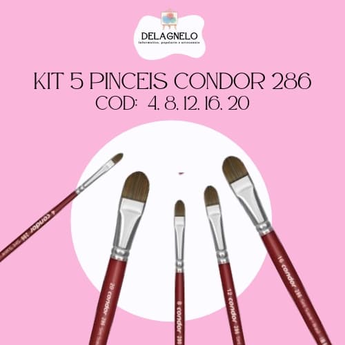 Pincel para Pintura Língua de Gato Condor 286 Kit com 5 Unidades