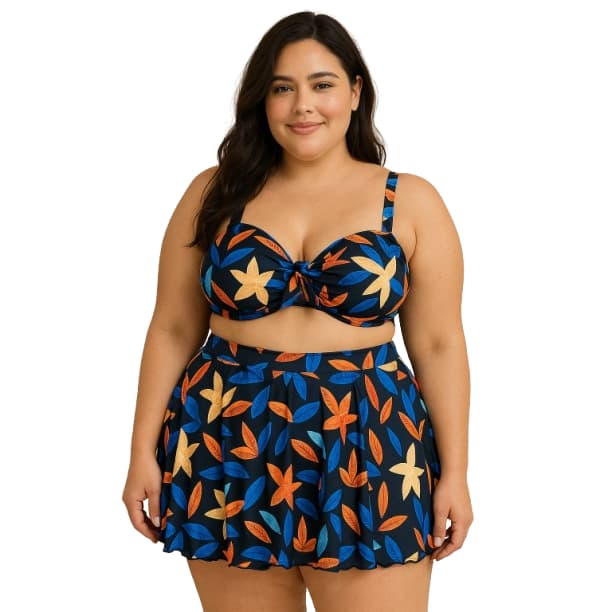 Biquini Top Bojo + Saída De Praia Saia Kit 3 Peças Plus Size