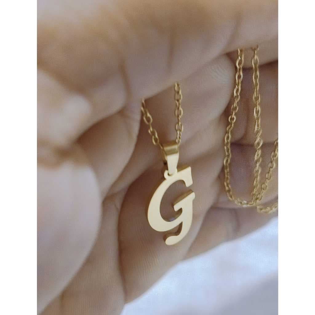 Colar + Pingente + Brinco Letra G Aço Inoxidavel Banhado a Ouro