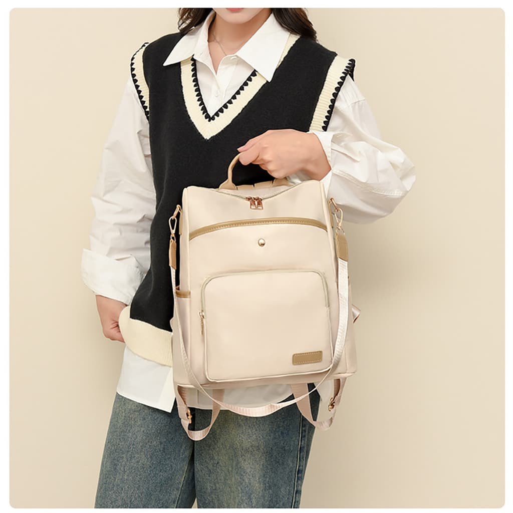 bolsa mochila feminina multifuncional impermeável de tecido Oxford  da moda para diaria