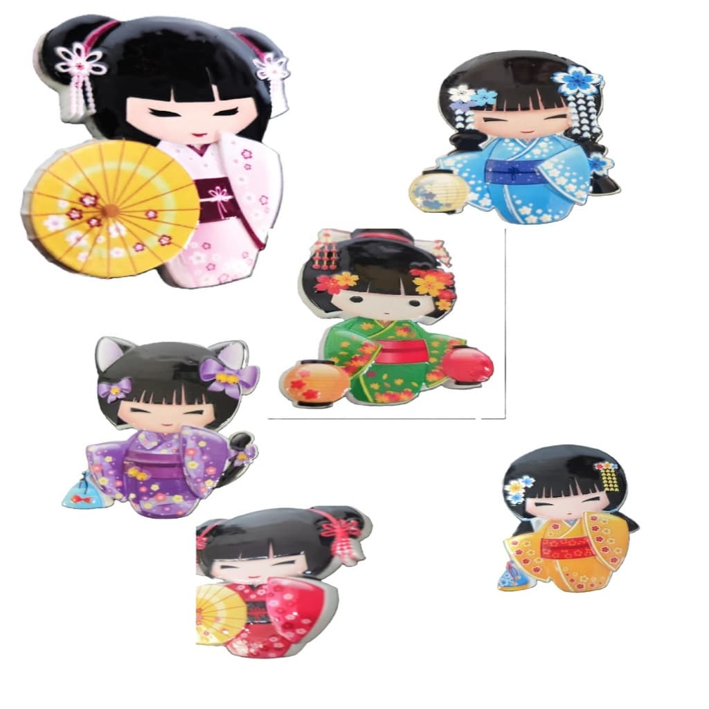 Kokeshi Imã De Resina Boneca Oriental 7,5x4,5cm