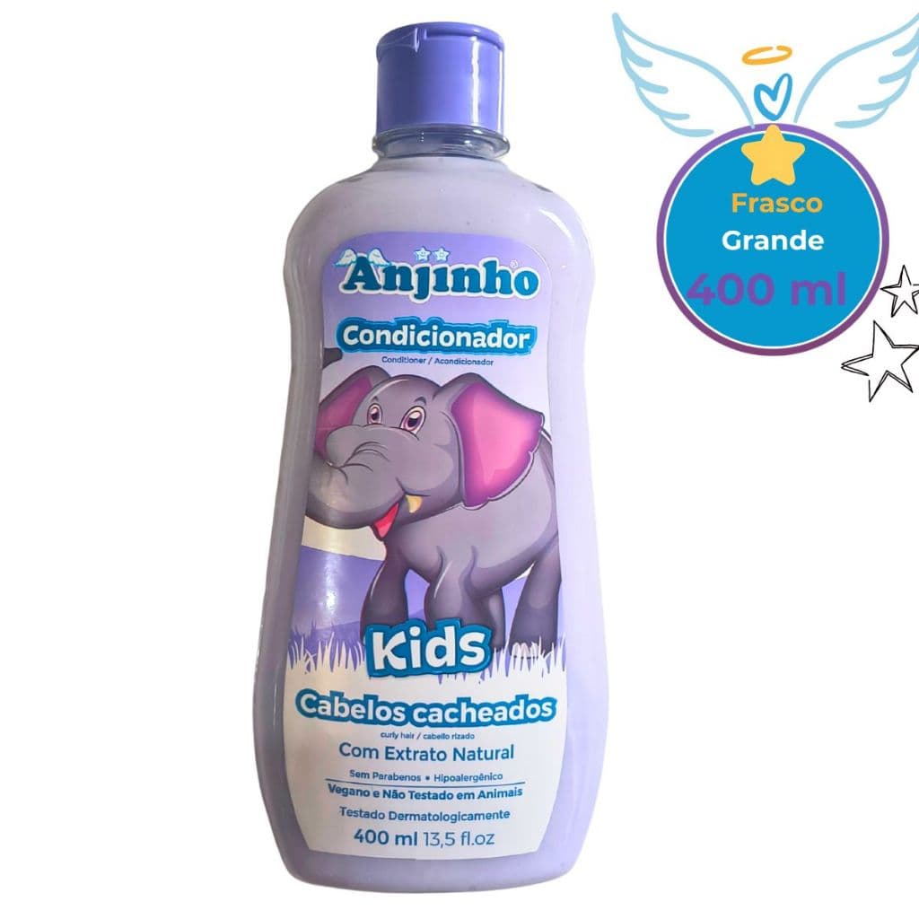 Condicionador Kids Anjinho 400ml com Hidratação Natural Condicionador Infantil Cabelos Cacheados