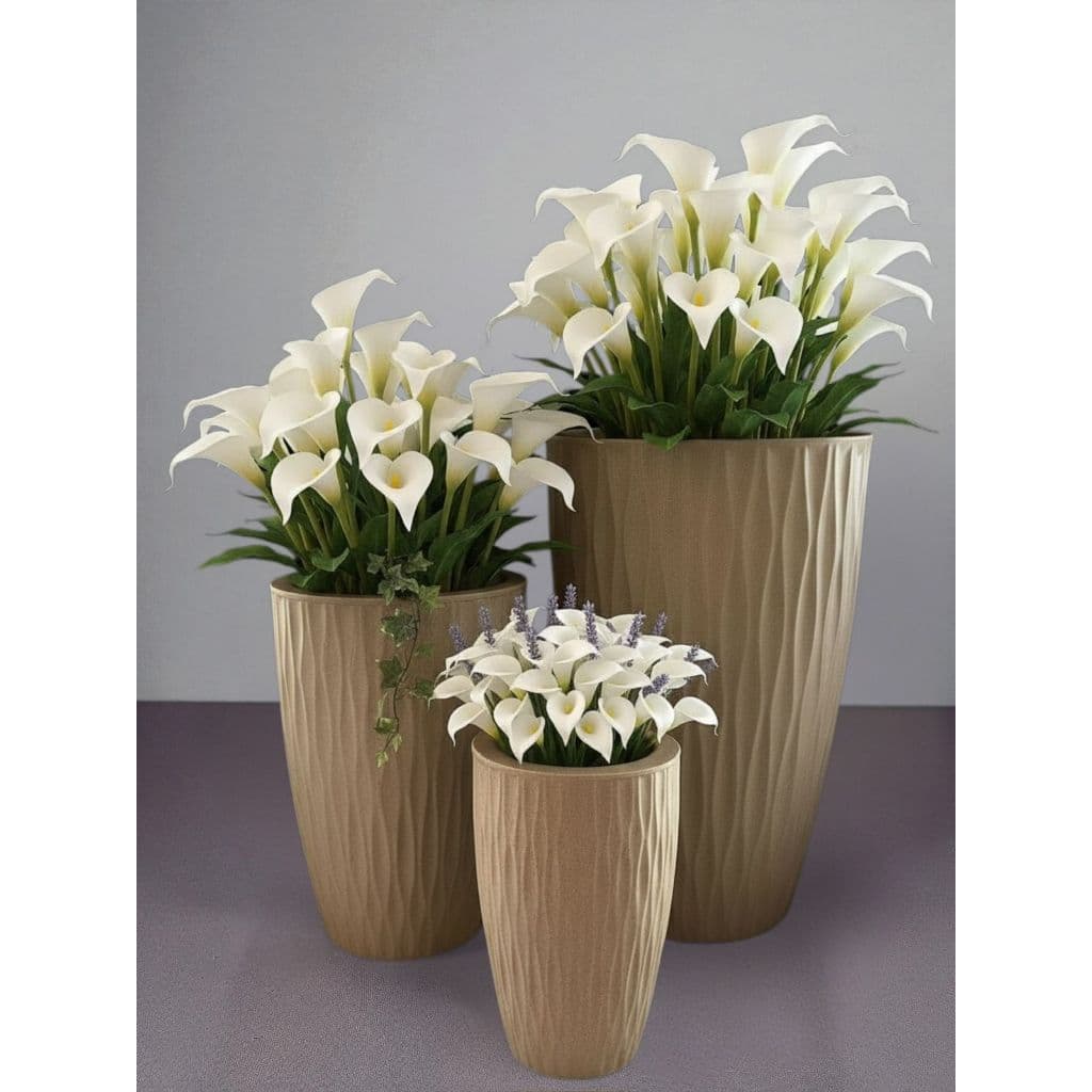 Kit 3 Vasos para Plantas Coluna Horizontal P/M/G em Polietileno Decorativo Jardim Moderno