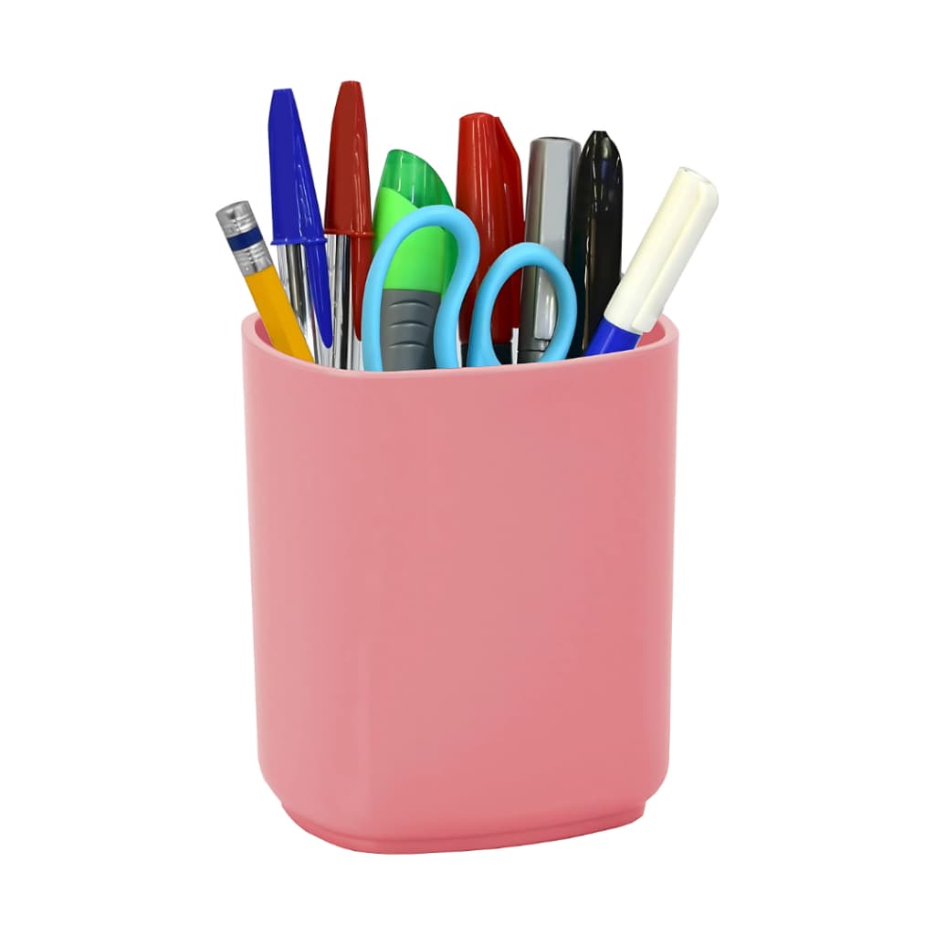 Porta Lápis Caneta Jumbo Organizador Mesa Plástico Materiais Escritório Porta Objetos Multiuso Acrimet Cor: Rosa Sólido