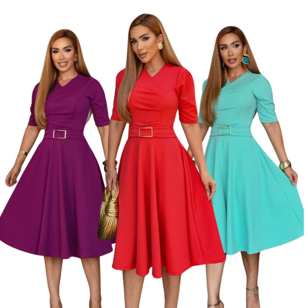 Vestido Midi Com Cinto Moda Evangélica Elegante e Casual
