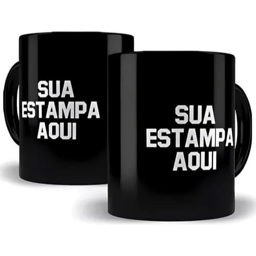 Caneca Preta personalizada com foto, imagem, Nome e Logo COM CAIXA