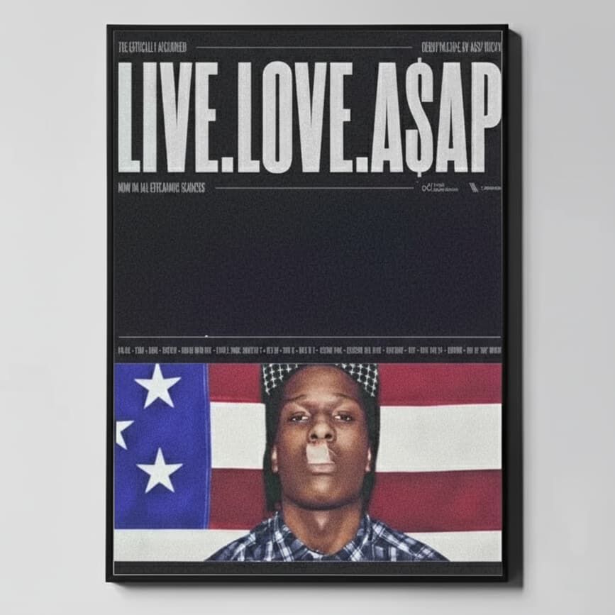 Quadro decorativo Poster Live Love AAP Rocky rap hip hop (1 peça)