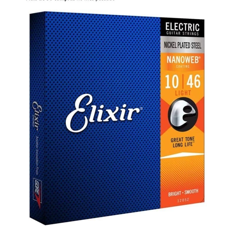 Encordoamento em Aço Niquelado .010 Elixir 12052 Guitarra Elétrica Violão Nanoweb Light Original