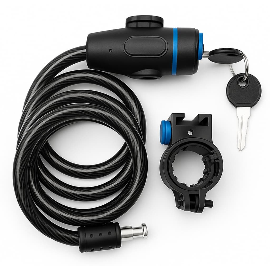 Trava Cabo De Aço Anti-Roubo Segurança Cadeado Bike Moto Com Chave Espiral 120cm / 80cm