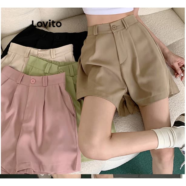 Casual Short Feminino Simpels com Botão e Bolso