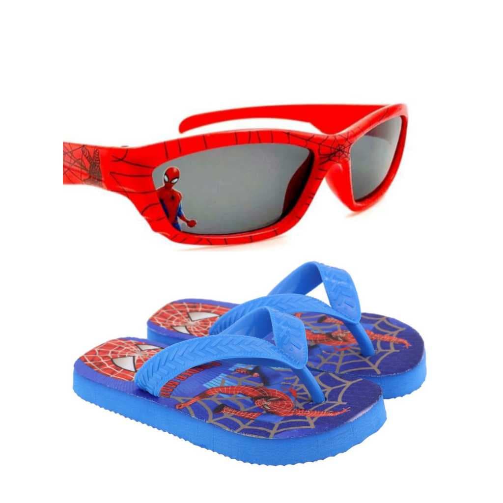 Chinelo e oculos infantil homem aranha masculino , kit 2 em 1 para a alegria do seu filho , proteção e qualidade