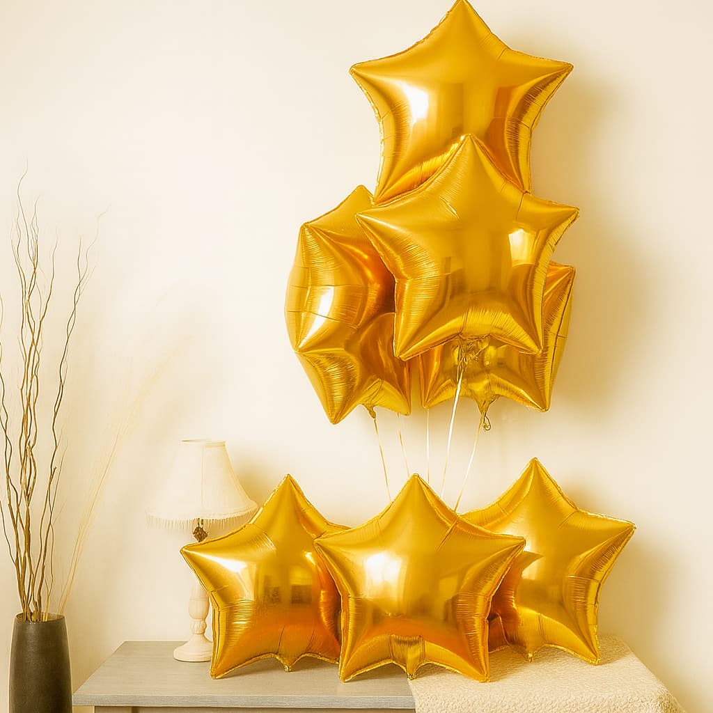 Kit Balão Metalizado Estrela Dourada 45cm Para Decoração Festas Aniversário Ano Novo