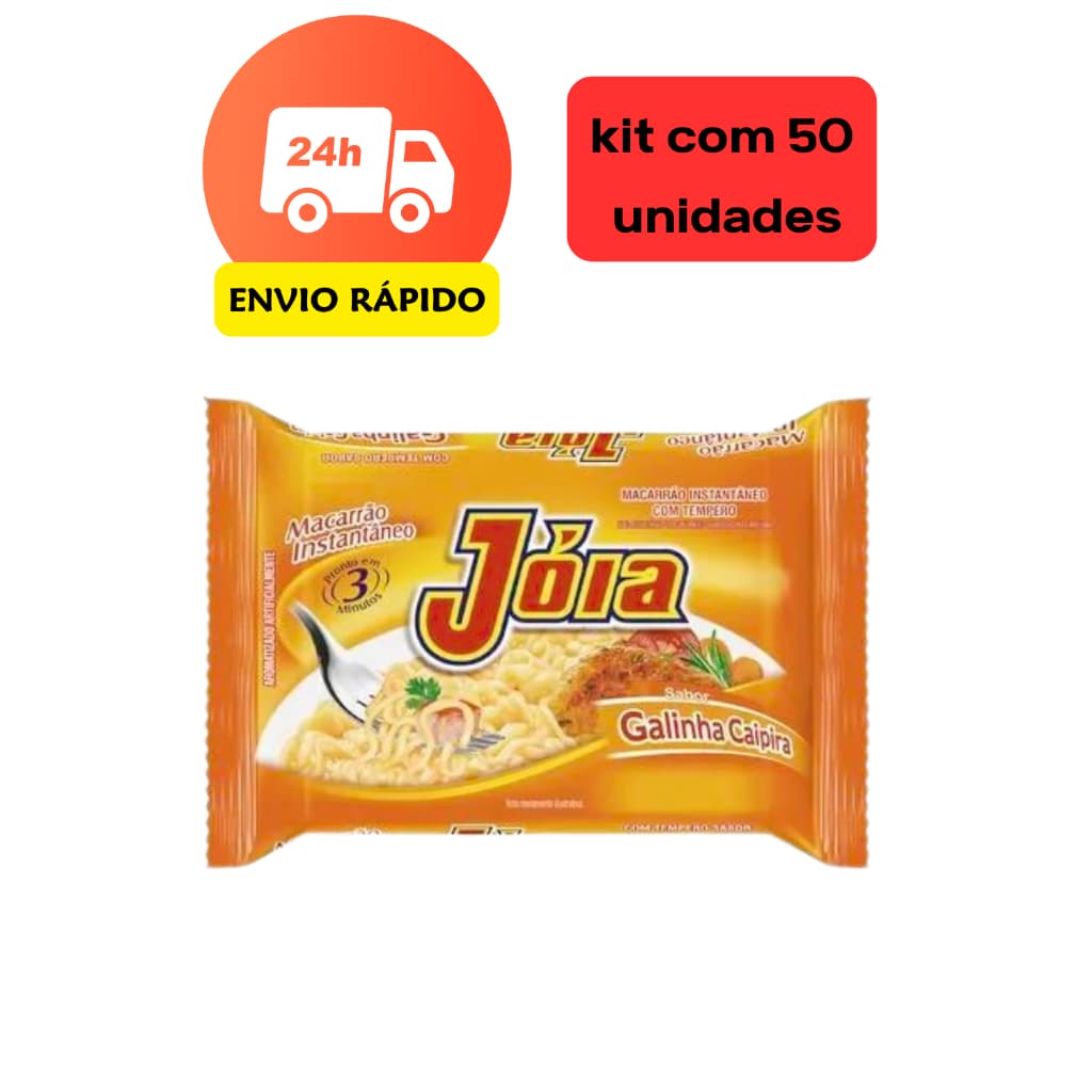Macarrão Instantâneo miojo lamen Jóia Galinha Caipira Pacote com 70g kit 50 unidades