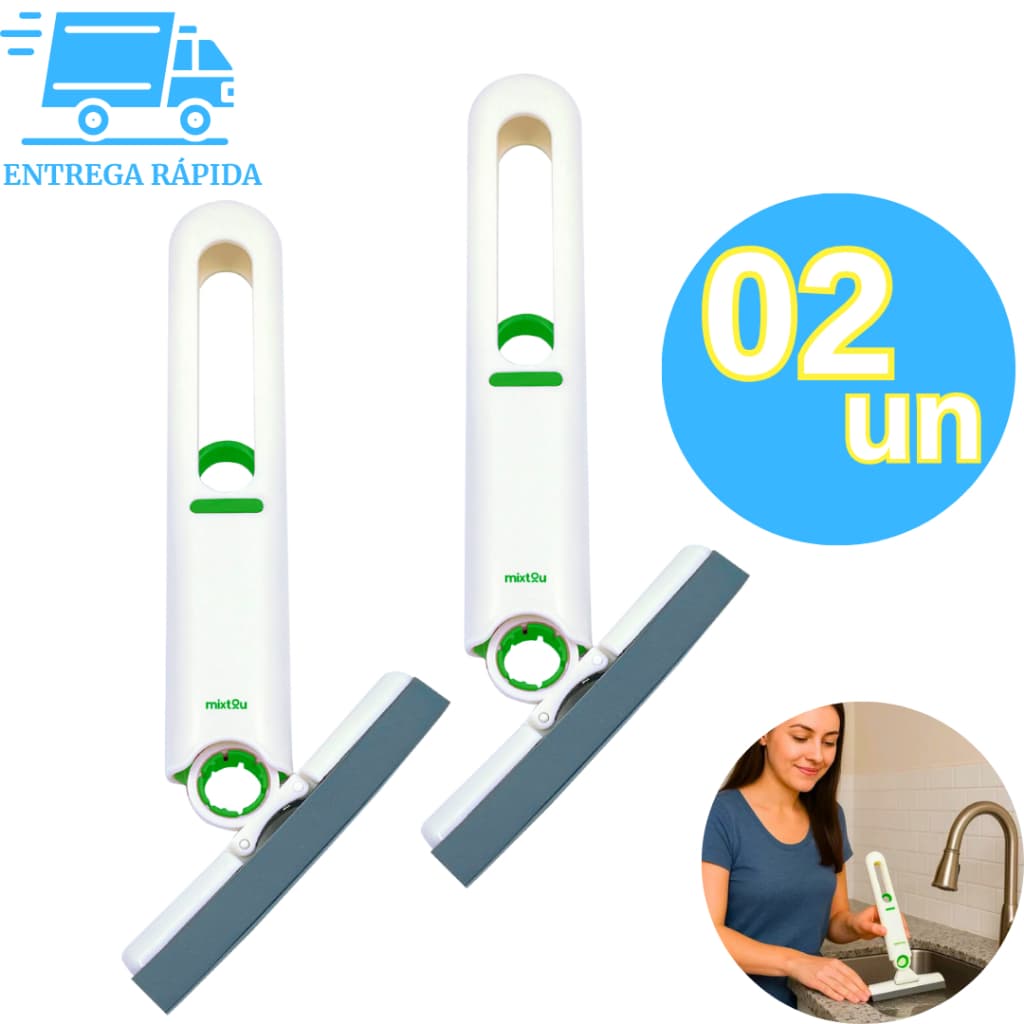 Kit 2 Rodinho De Pia Cozinha Rodo Mini Mop Magico Esfregão Com Refil Absorvente Portátil Limpa Seca