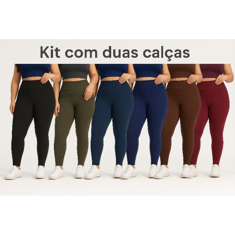 kit Com 2 Calça legging Esportiva Com bolsos nas laterais Fitnes Feminina