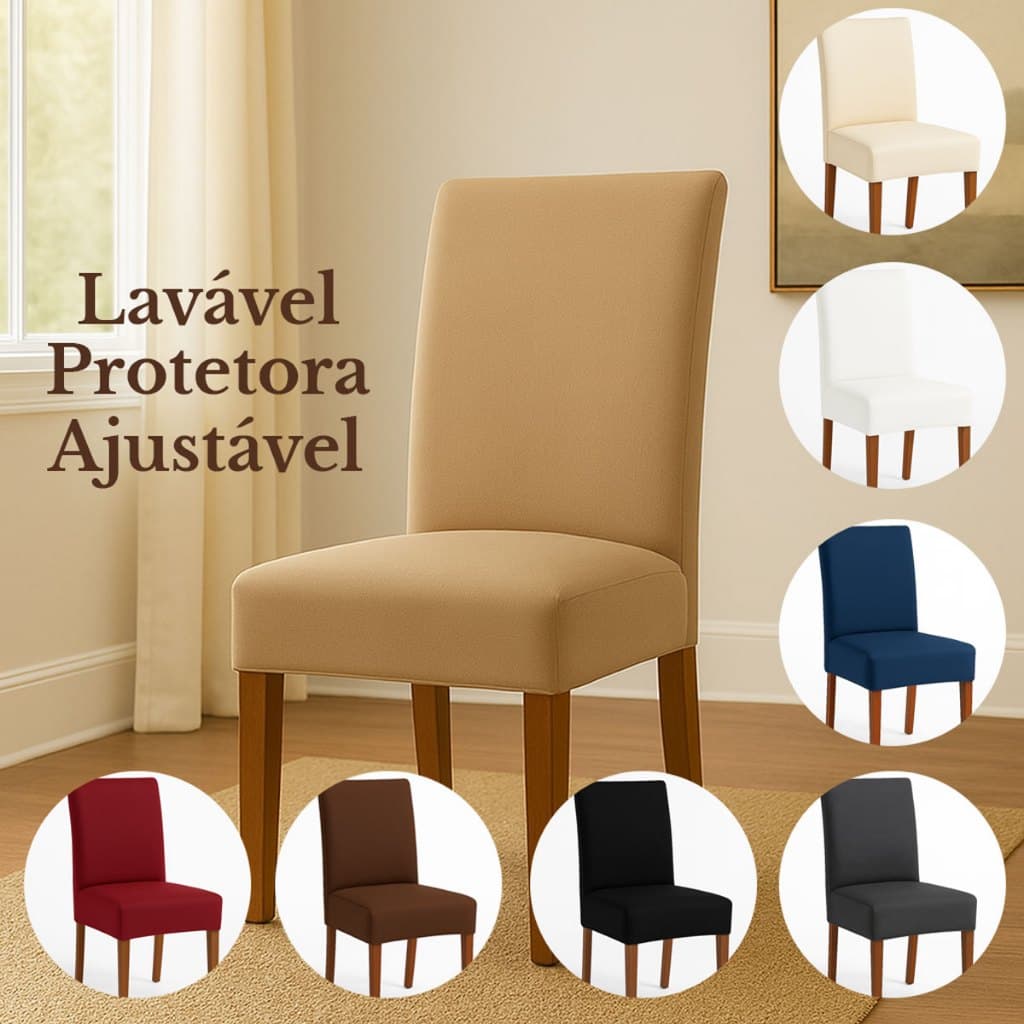 Kit 8 Capa Cadeira Malha Gel Protetora Ajustavel Sala de Jantar Anti Sujeira Encaixe Perfeito
