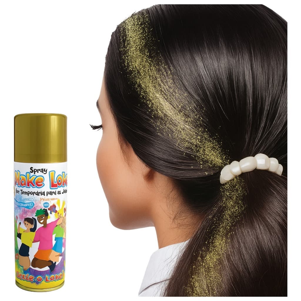 Spray Make + Loko 120ml Ouro Para Cabelo Com Brilho Intenso Dourado