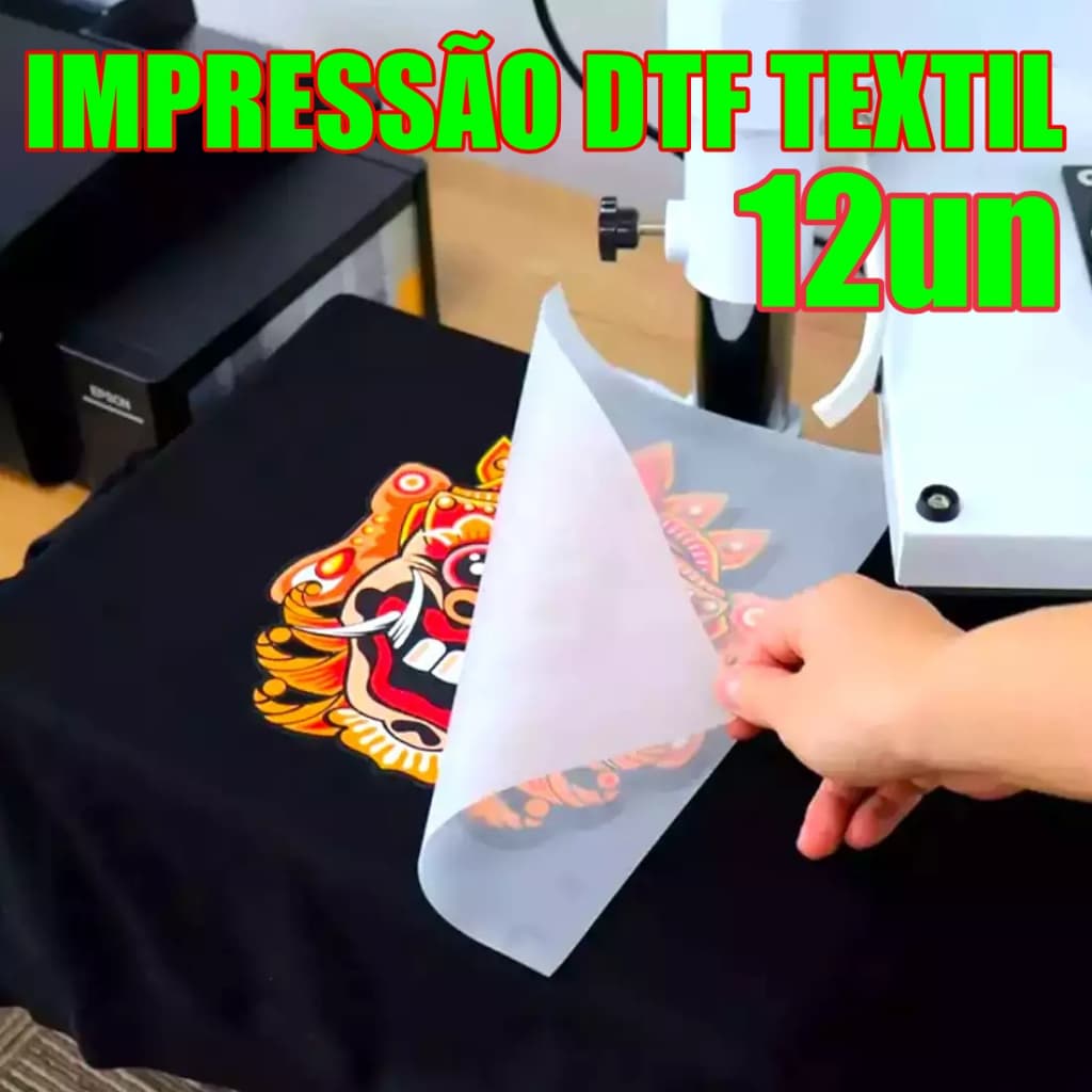 KIT 12 estampas DTF textil, aplicação com ferro passar roupas, logomarca, empresa, negocios