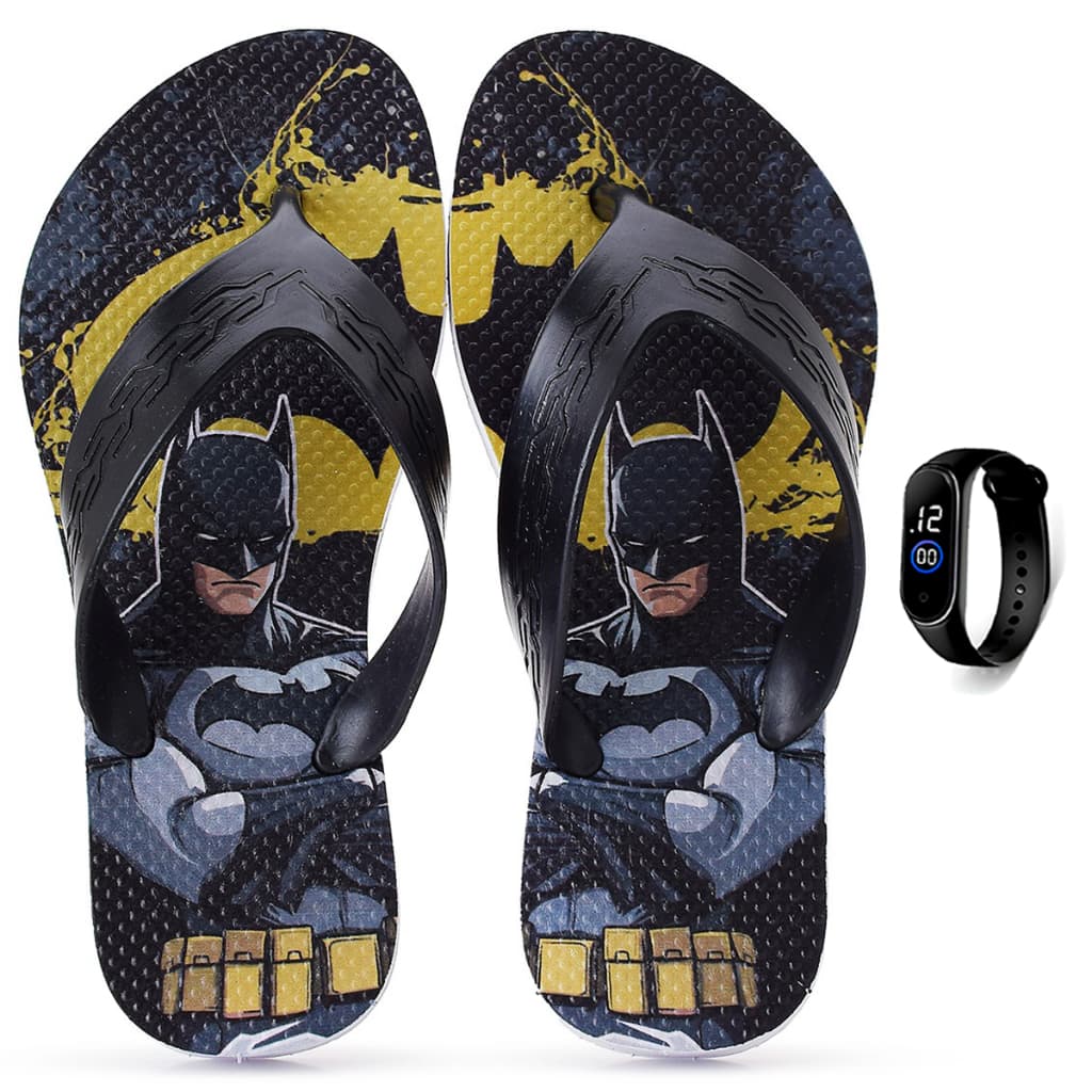 Kit Chinelo Infantil Batman + Relógio Digital