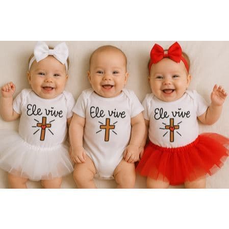Body Bebê Jesus ELE VIVE Religioso Presente Gestantes Bodi Bori Body Mes Versario Menino Menina