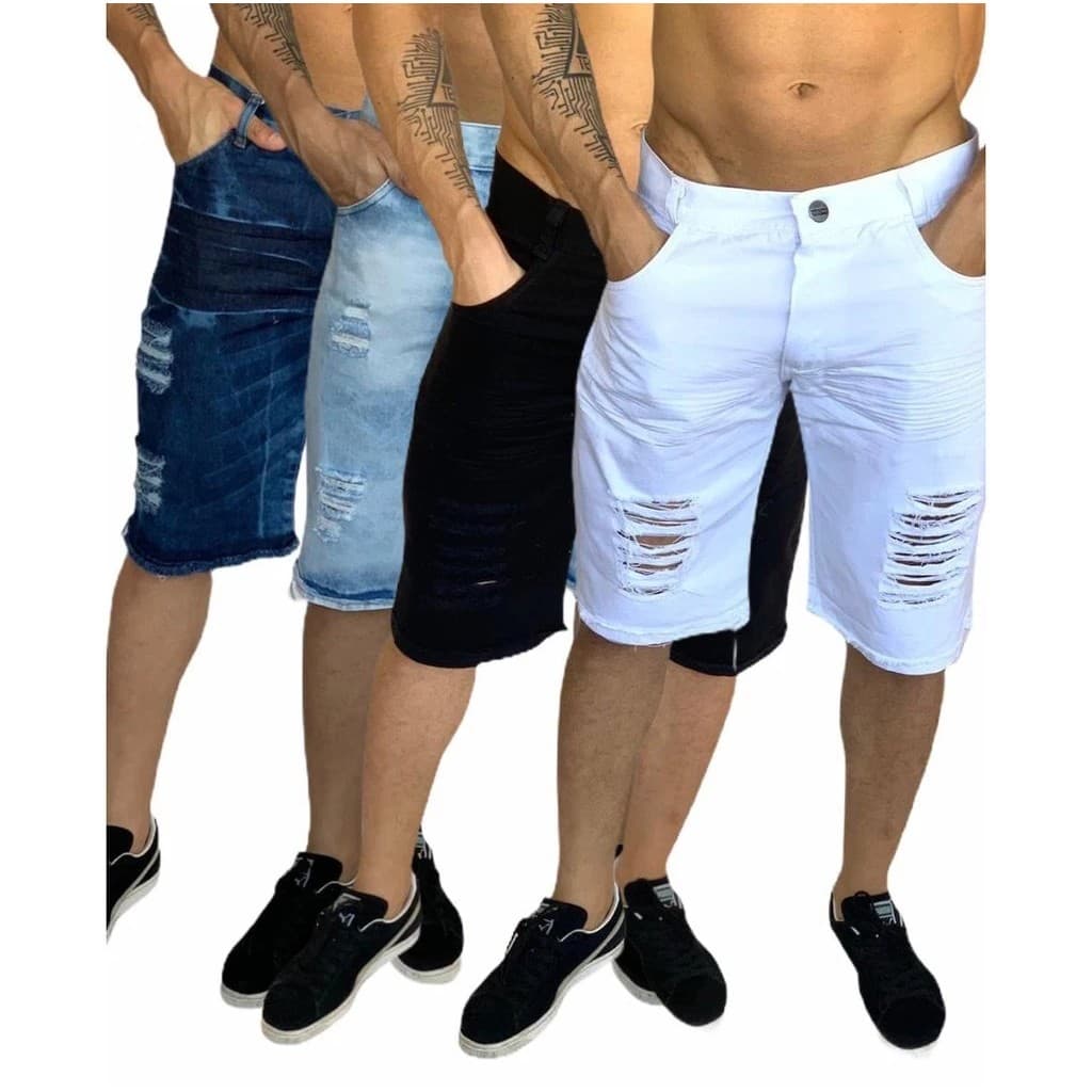 Kit 2 bermuda Jeans Rasgada Masculina Modelo Jogador Direto da fabrica + envio Hoje