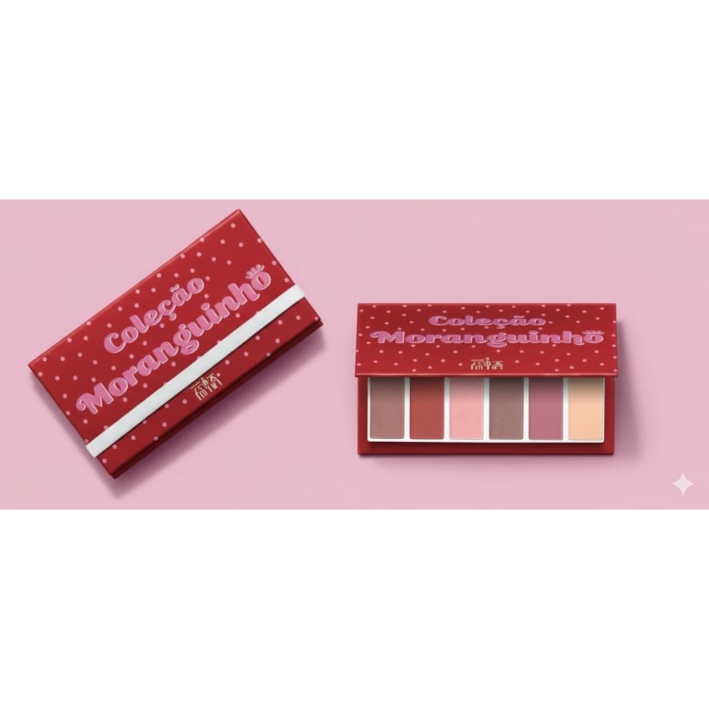 Paleta de Sombras para Olhos - Coleção Maquiagem Moranguinho - Paleta de Sombras - Ganhe Lápis Labial