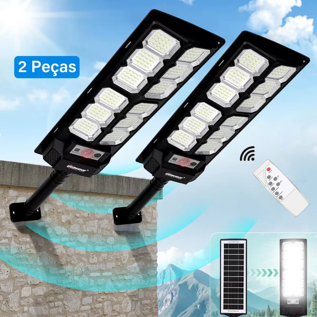 Kit 2 Luz Solar Iluminação Externa Luminária Solar 700w com Sensor de Movimento