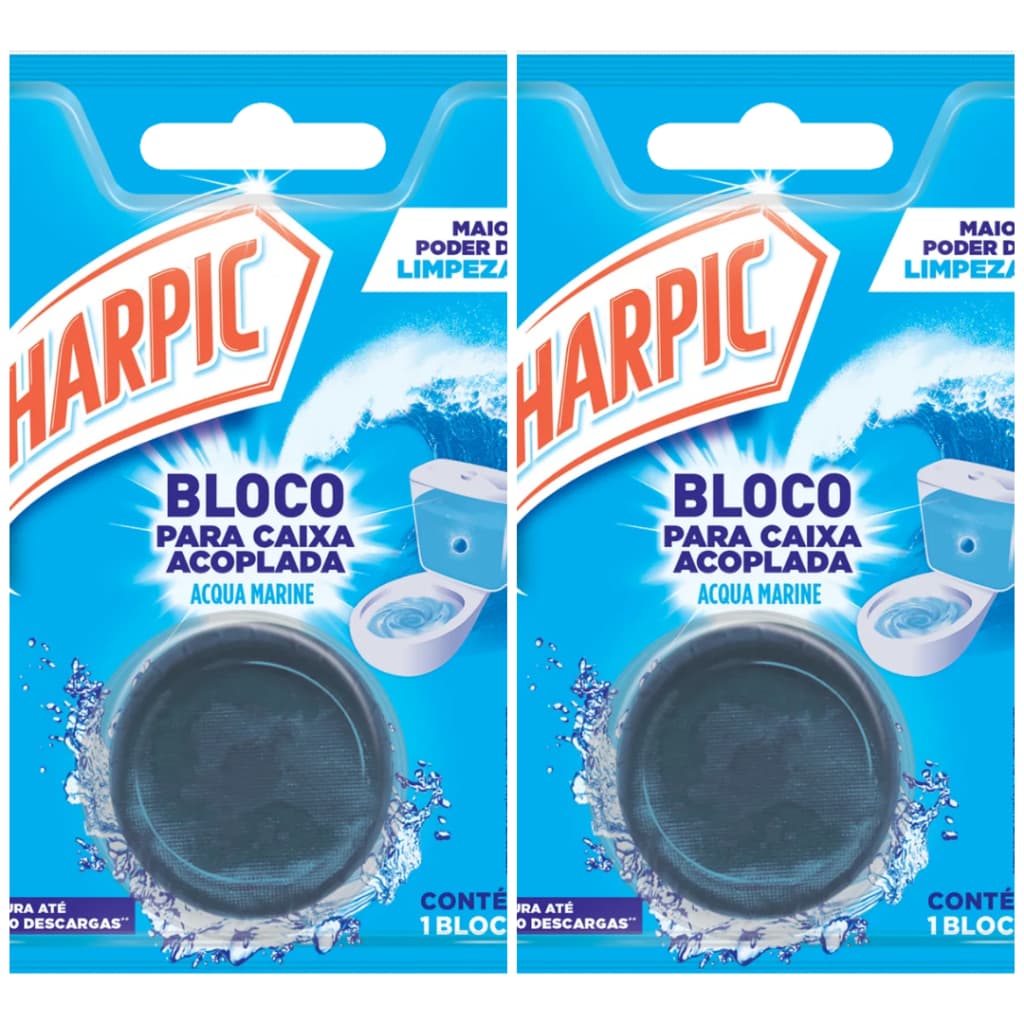 Kit com 2 - Detergente Sanitário Bloco para Caixa Acoplada Acqua Marine Harpic
