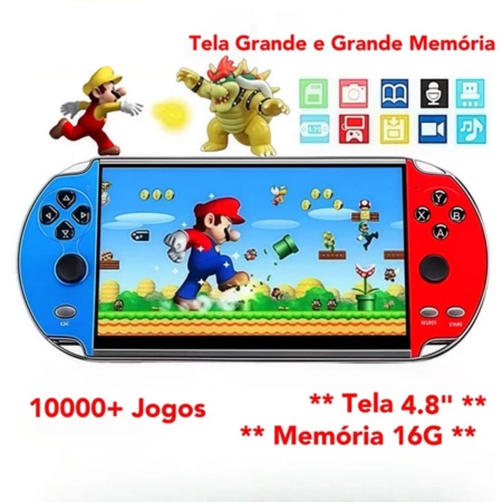 2026 Videogame Portatil Tela 4.8" +10000 Jogos Retro 16GB, Console de Mão Memoria Expansivel