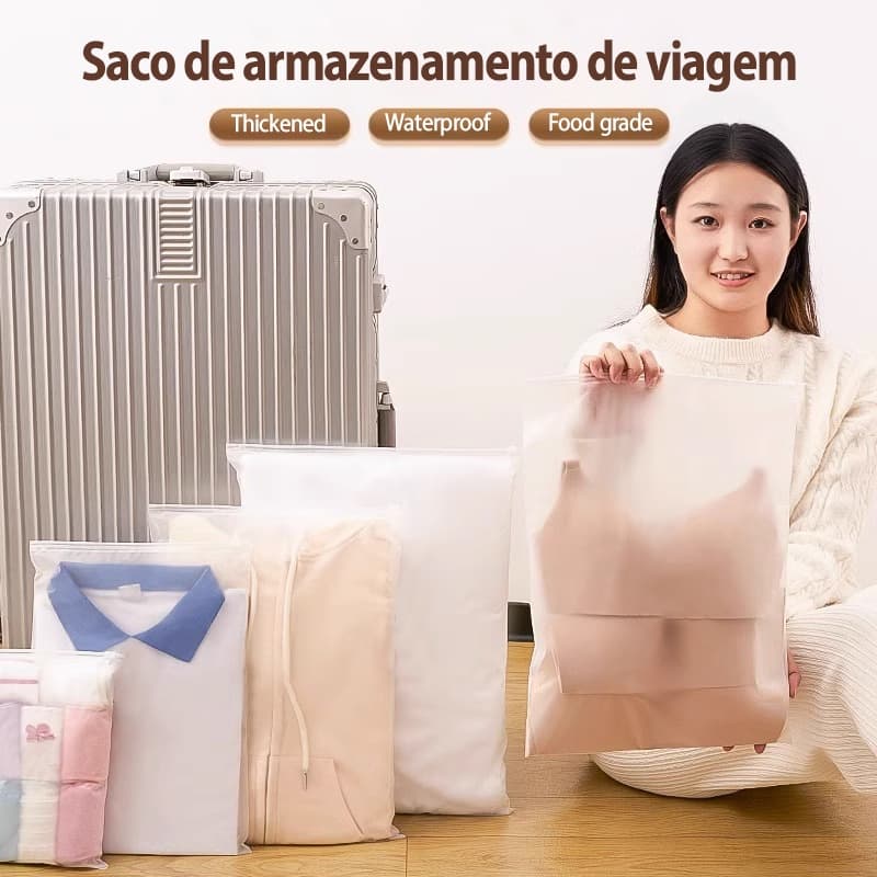 KIT 5 Sacos Organizadores à Prova D'água Vários Tamanhos Zíper Vedante Material Fosco