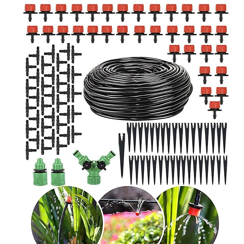 Kit Irrigação Completo 45m 35 Gotejadores Preto, Sistema Nebulização Névoa, Jardim Automático