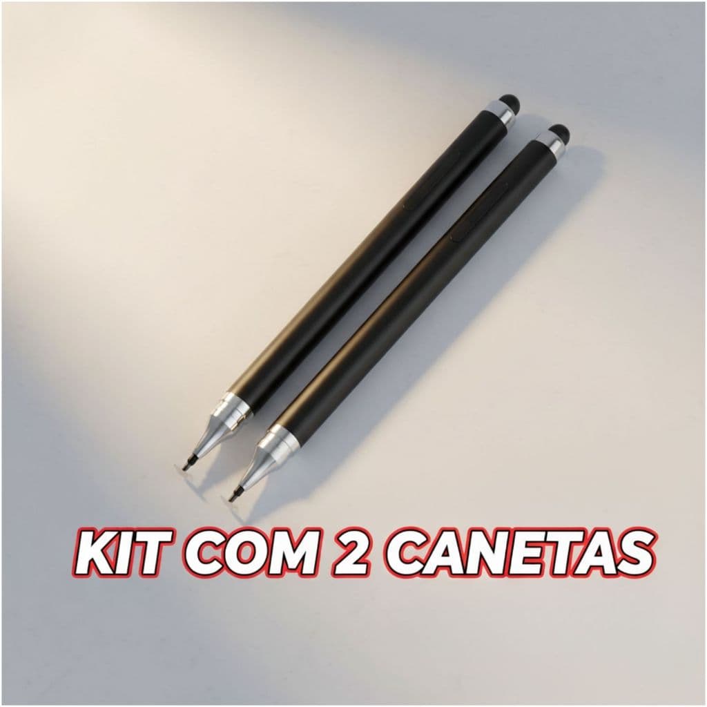 Kit 02 Unid. Caneta Stylus Ponta Fina + Disco P/ Telas Touch Celular Tablet iPad iPhone Desenhos