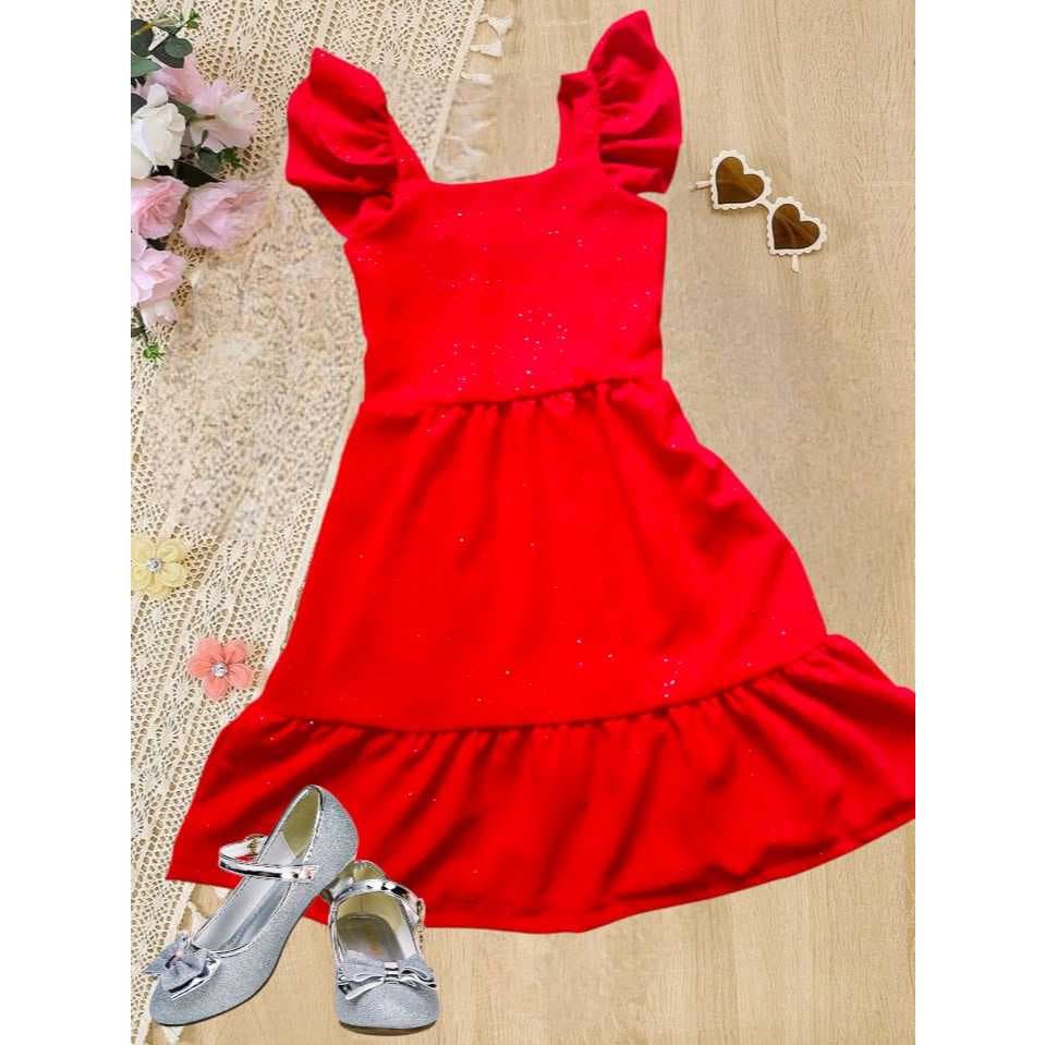 Vestido infantil  com brillo para festas estilo princesa.