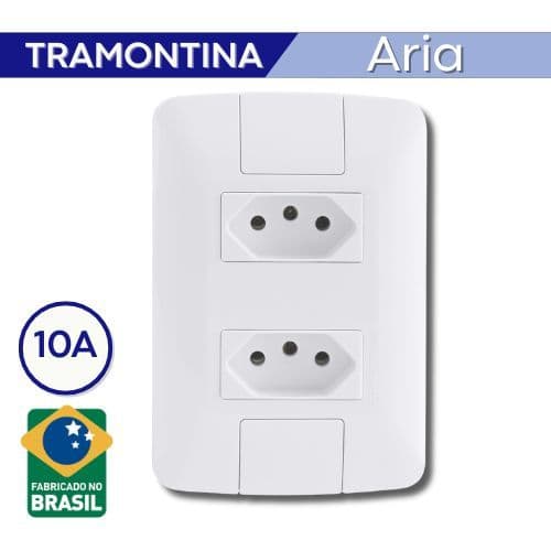 Conjunto 4x2 Tramontina Aria com 2 Tomadas 2P+T 10A 250V – Branco