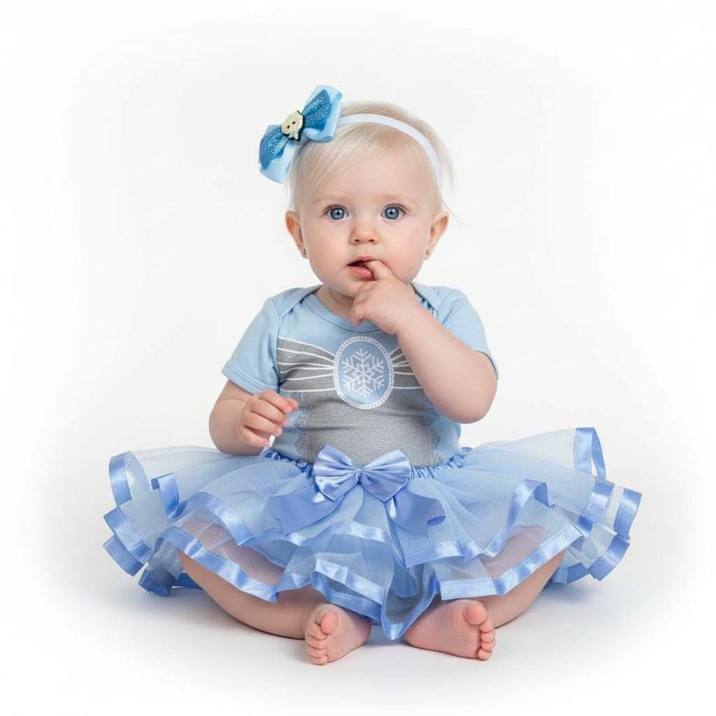 Body Bebê - Elza Frozen  + Tutu + Laço - Temático - Princesa
