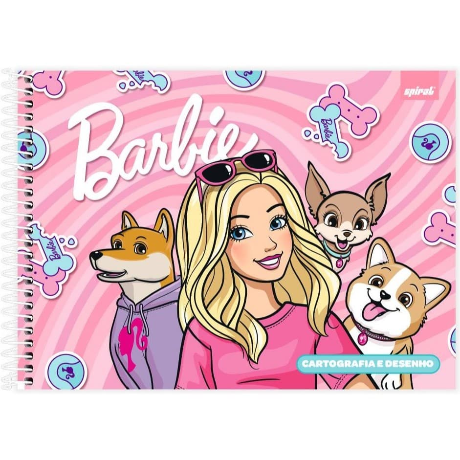Caderno Cartografia e Desenho Capa Dura 48 Folhas, Barbie