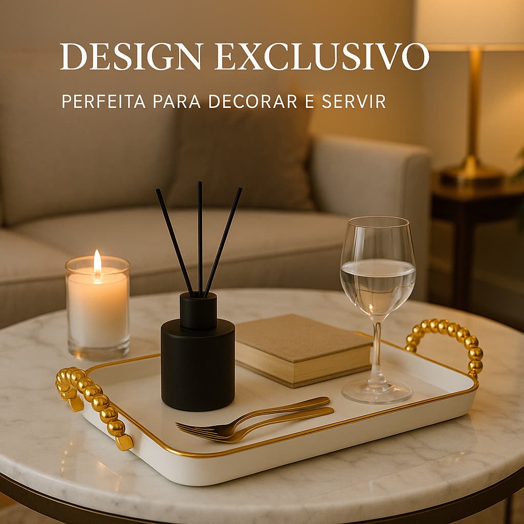 Bandeja Organizadora Alça Cantinho do Café Multiuso Resistente Decorativa Casa Cozinha Mesa Posta