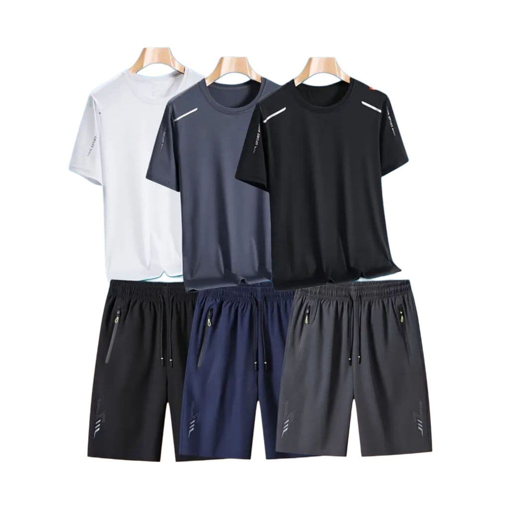 Conjunto 6 Peças Masculino Academia camisa e shorts de Secagem Rapida Verão